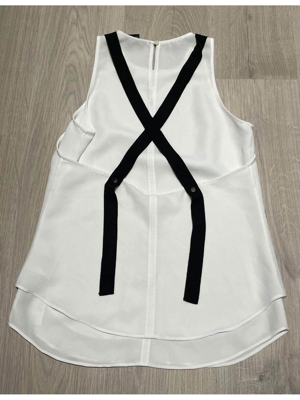 Armani Exchange White Sleeveless Tank Top with Black Strap Detail - Picture 5 of 14